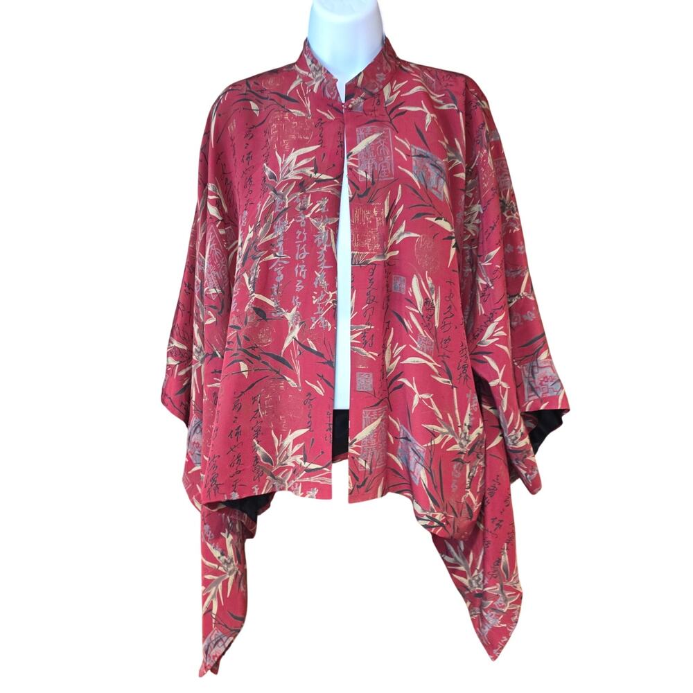 eee‎ 100% silk, Chinese kimono inspired cardigan cape sz OS